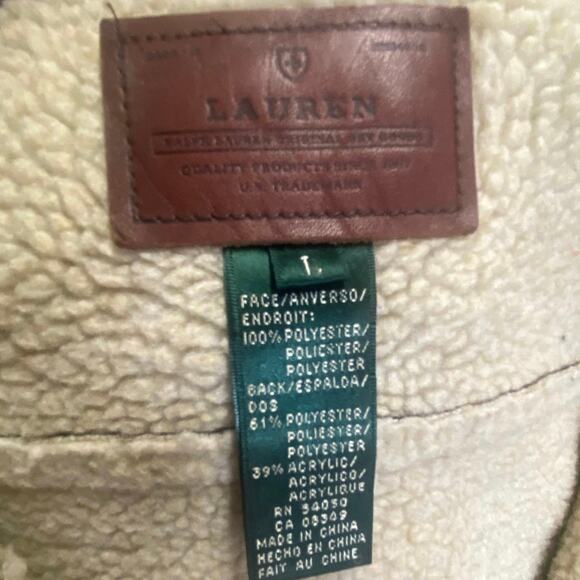 Lauren Ralph Lauren Brown Fleece-Lined Zip Vest Size L Sherpa Collar Workwear - Picture 6 of 8